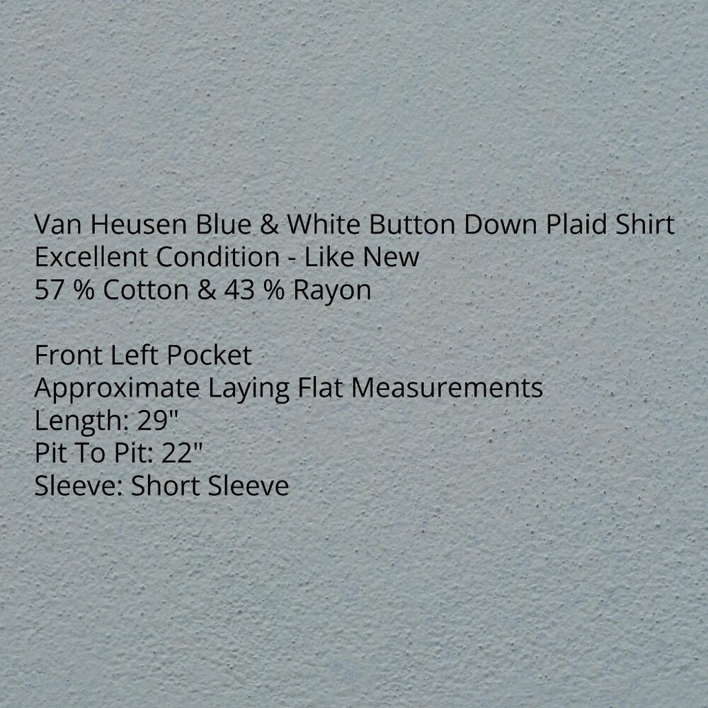 Van Heusen Blue & White Plaid Shirt Neck 17. - Picture 6 of 8